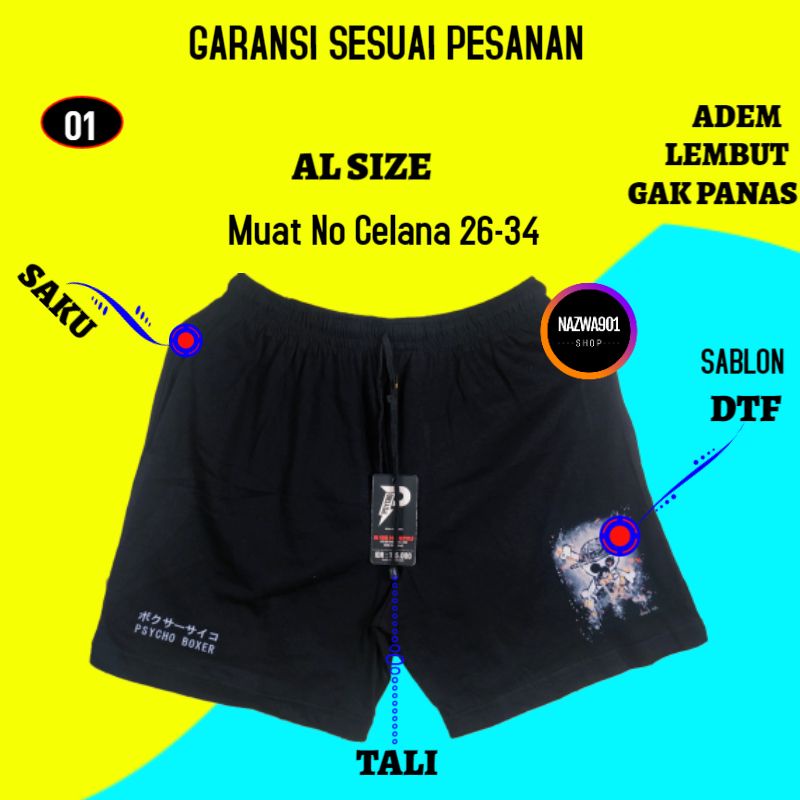 Celana Boxer Bahan Katun Kolor Pantai Pria Bokser Distro Boxser Laki Laki Wanita Motif Gambar Kartun