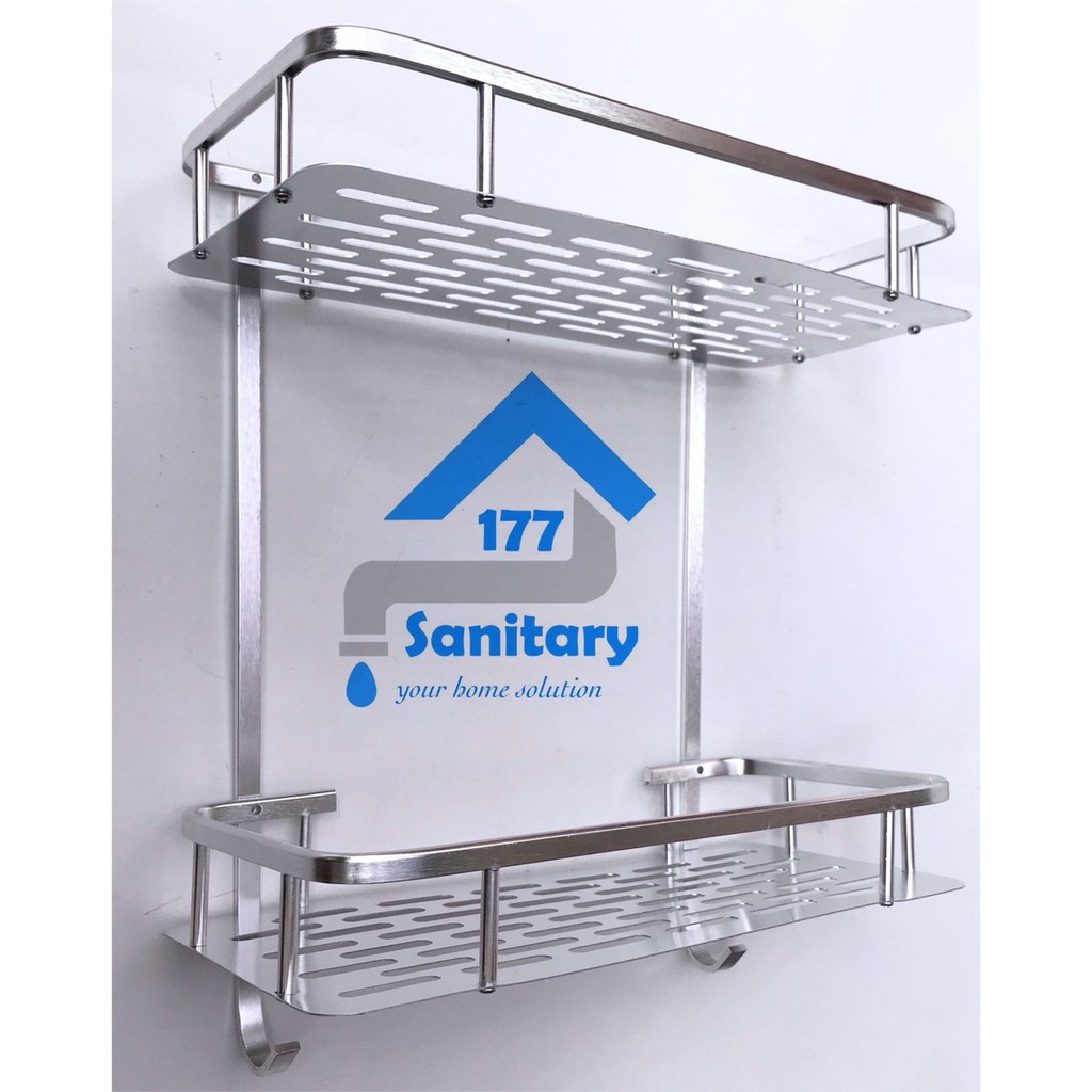Rak 2 susun persegi aluminum rak double tempat bumbu Rak 2 susun persegi aluminum rak double tempat bumbu