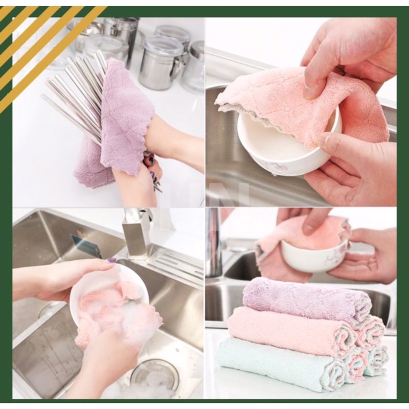 Kain Lap Dapur Multifungsi Microfiber Anti Minyak Ukuran 14X21