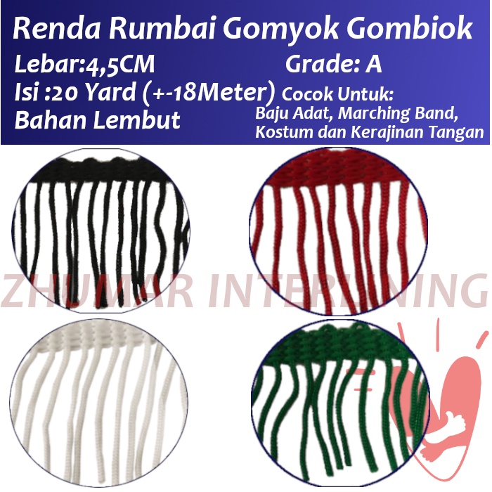 Renda Rumbai Gomyok Gombiok Premium bahan LEMBUT