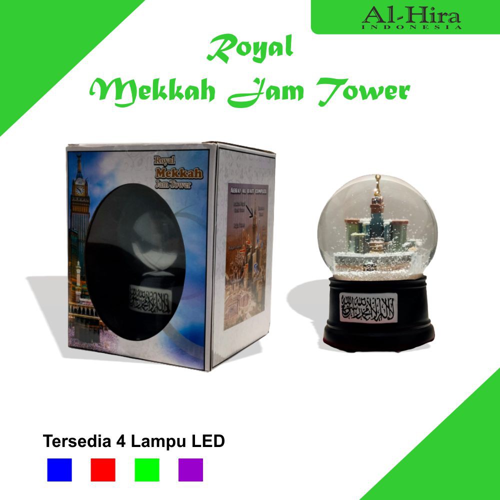 Miniatur Bola Salju Kabah Makkah Royal Clock Tower Lampu  4 warna