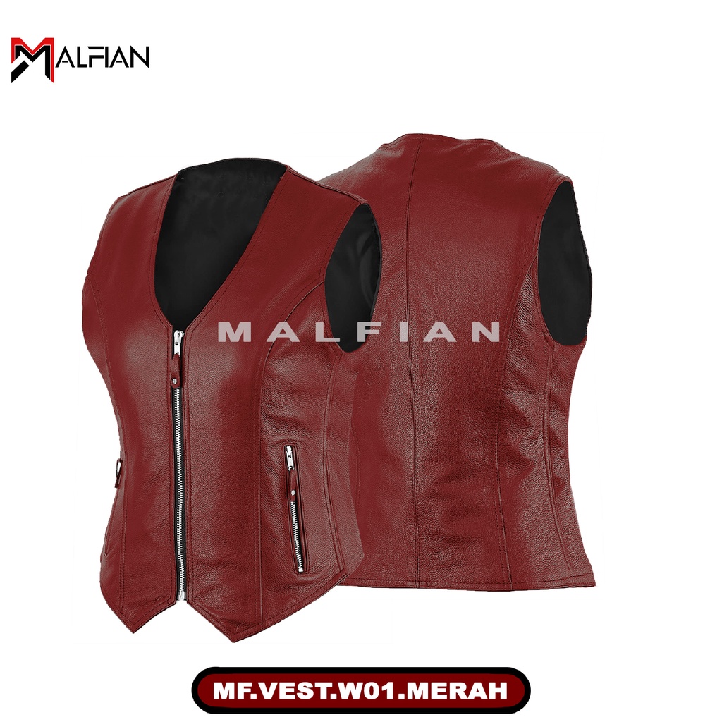 Rompi Wanita Korea Rompi Kulit Vest Kulit Sintetis Rompi Wanita Kekinian MF.VEST.W01