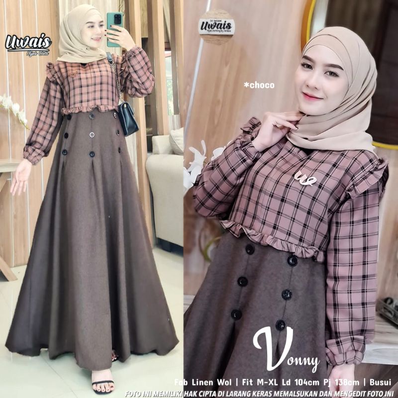 VONNY BY UWAIS/gamis /dress/linen/linen wol/rok lebar