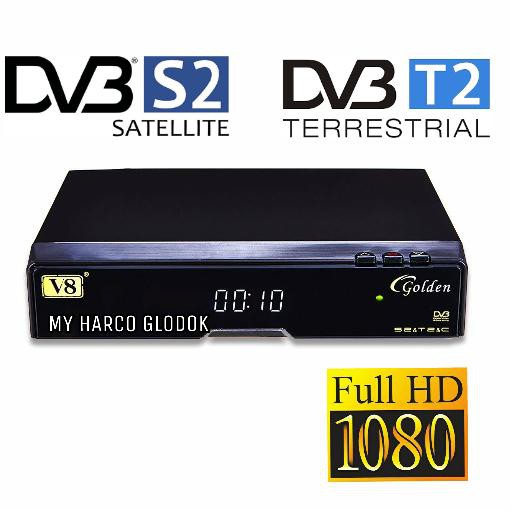 EMANG OKE RECEIVER SET TOP BOX TV DIGITAL PARABOLA DVBT 2 DVBS 2 V8 GOLDEN