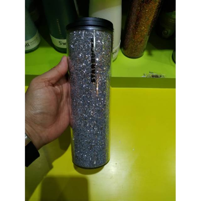 Starbucks Tumbler Silver Glitter Plastik Grande