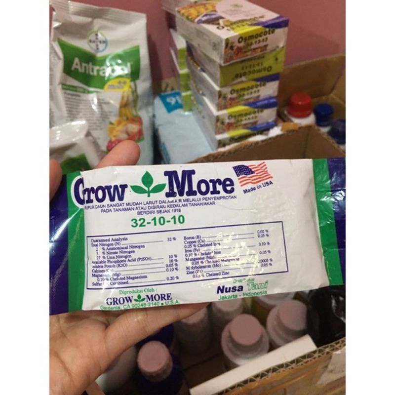 GROWMORE 321010/PUPUK DAUN  100 GR KEMASAN PABRIK
