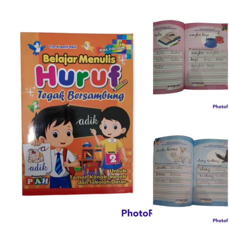 Buku Anak - Buku Belajar Menulis Huruf Tegak Bersambung Untuk TK Dan SD Full Colours PAH