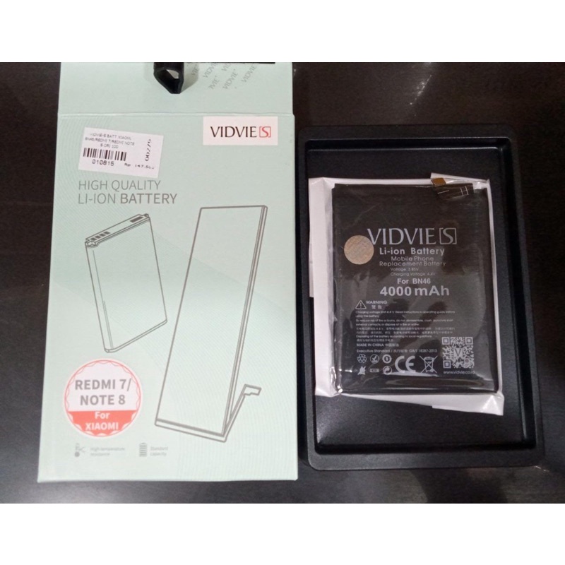 Vidvie-S Batt Xiaomi Bn46/redmi 7/redmi note 8 ori 100