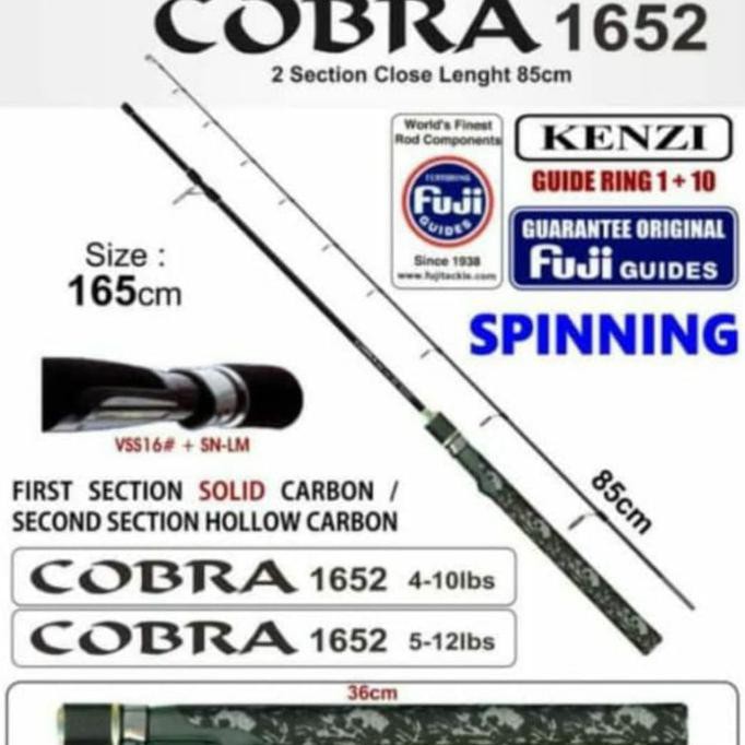 Joran kenzi cobra 165 cm 4-10 carbon ring full fuji