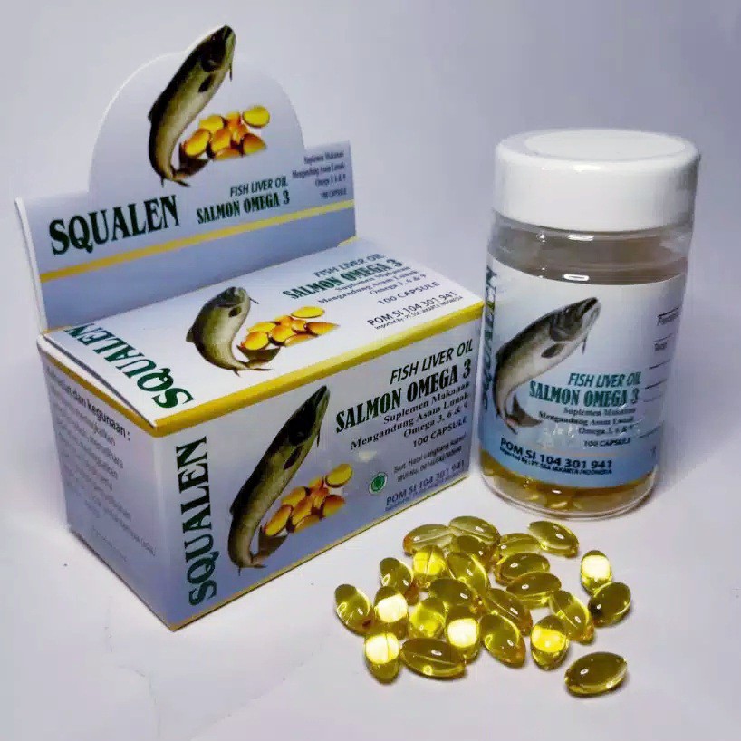 Squalen Fish Liver Oil Minyak Ikan Salmon Omega 3 Suplemen Makanan Nutrisi Otak