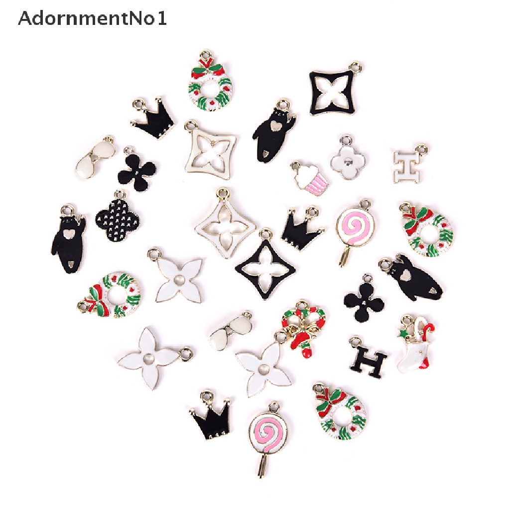 (AdornmentNo1) 30pcs / Set Charms Enamel Gaya Campur Bahan Alloy Untuk Aksesoris Gelang / Perhiasan DIY