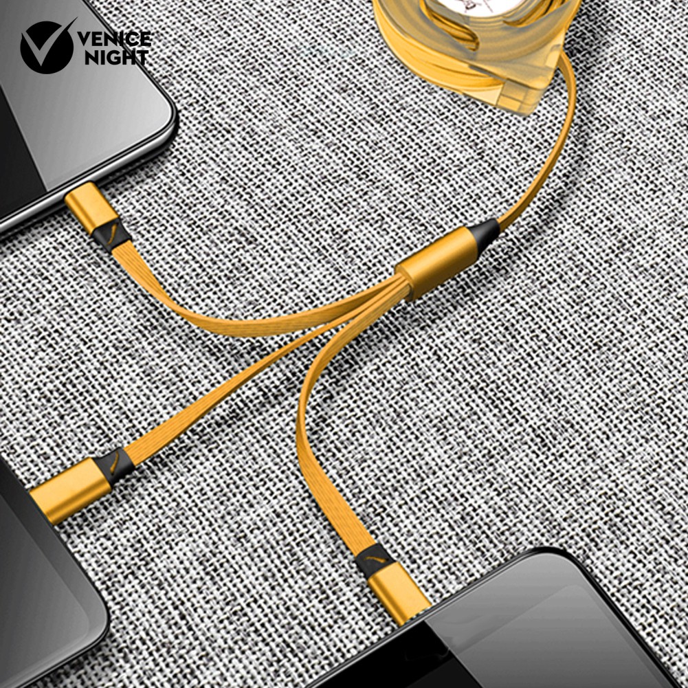 3/1 Kabel Data/Charger Micro Usb Tipe C Model Kepang Teleskopik Untuk Iphone/Android