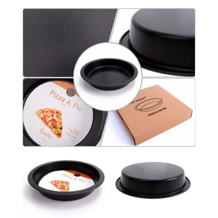 Chefmade WK9701 S - Loyang Pizza Anti Lengket / Pizza Pan 23cm Black/ loyang pizza