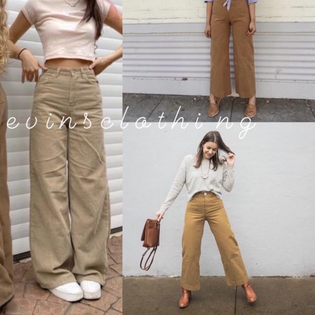 ● Sevins - celana panjang highwaist kulot jeans army coklat/kulot jeans wanita ◄