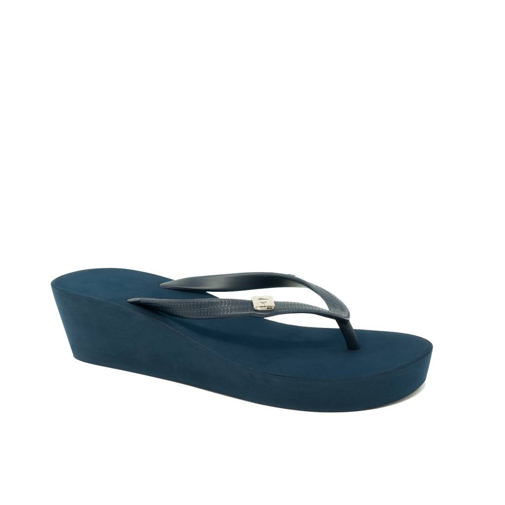 Popits Wedges 5cm Navy Sandal Wanita Original