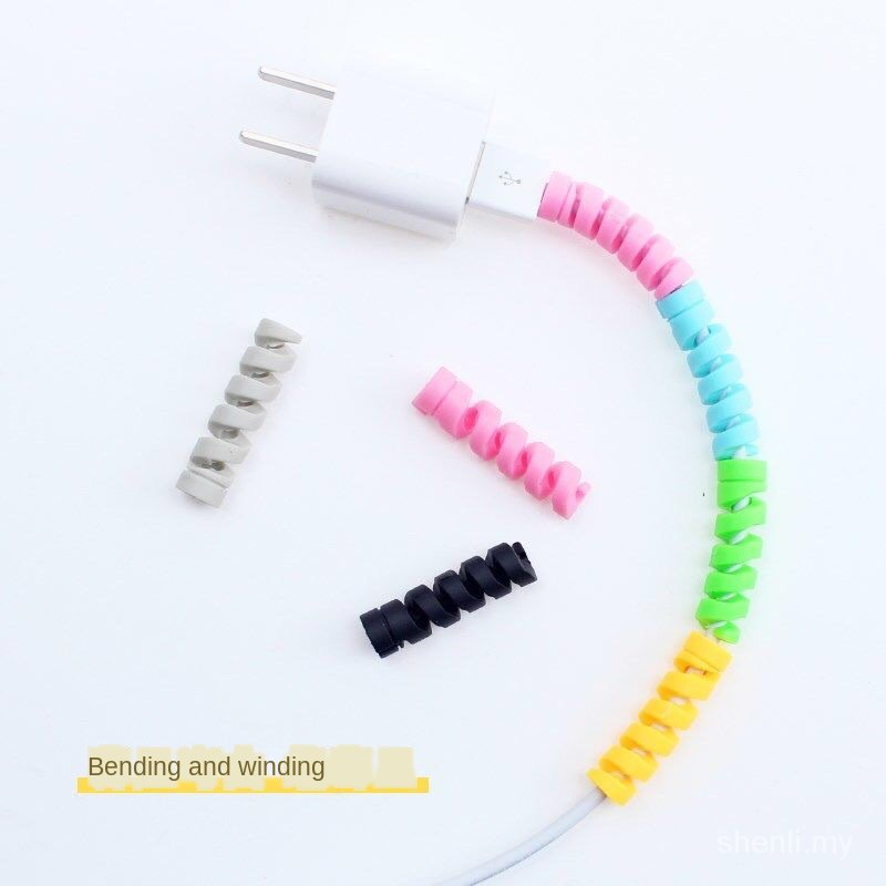 (Acak Warna) Pelindung Kabel Data / Charger Power Tipe Bulat Anti Putus