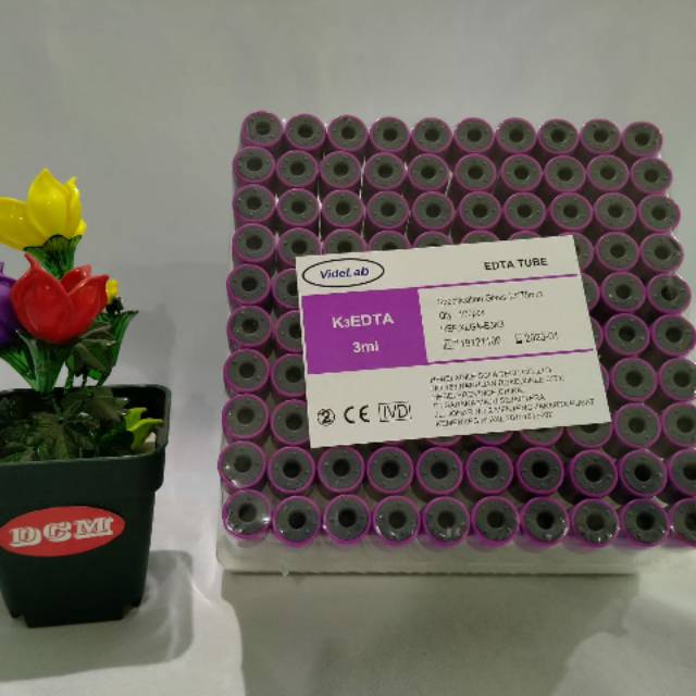 Tabung K3 EDTA / Tabung EDTA ukuran 3ml Glass/Kaca Merk VideLab