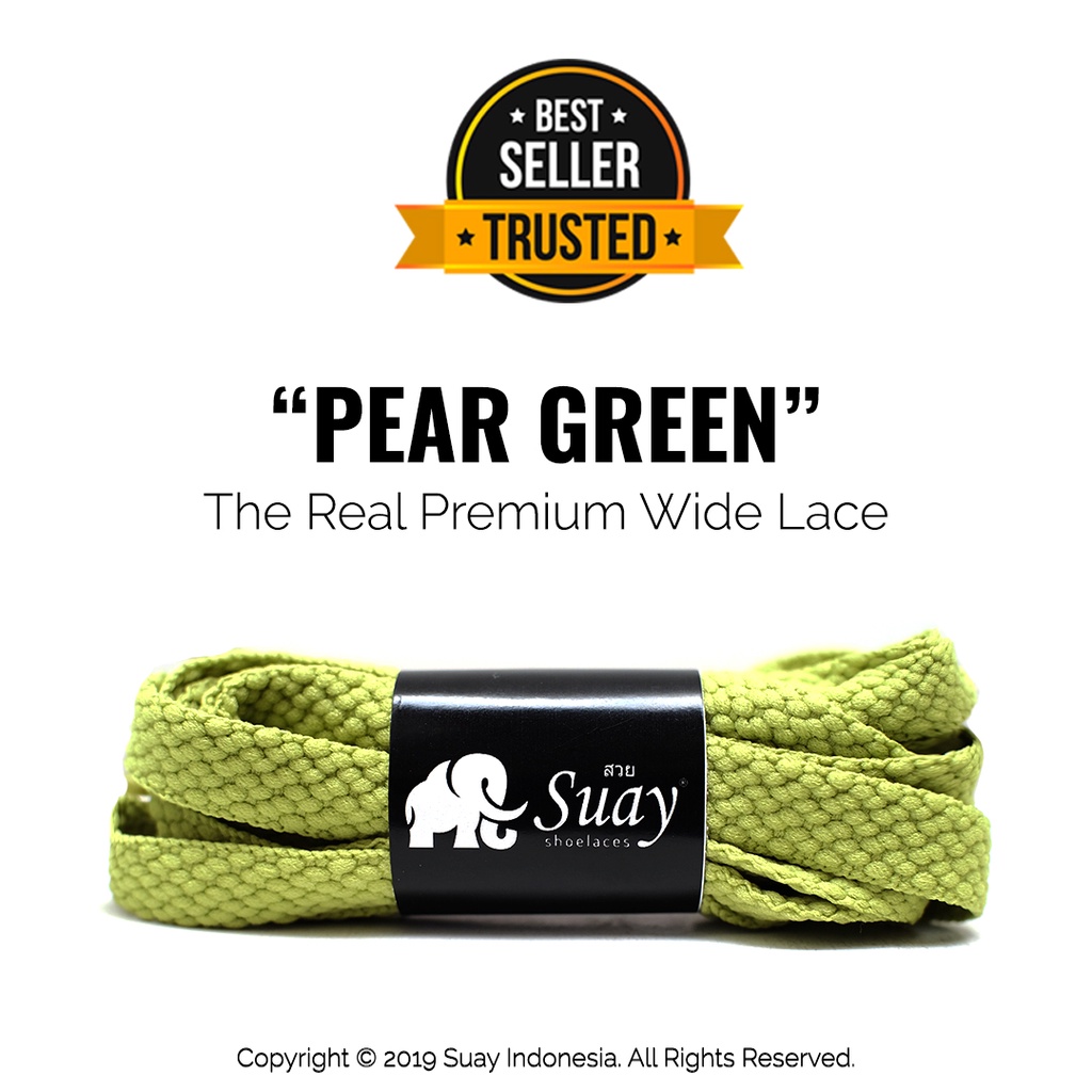 Tali Sepatu Gepeng Lebar Hijau Kukus (Wide) Premium Shoelace Pear Green Surabaya