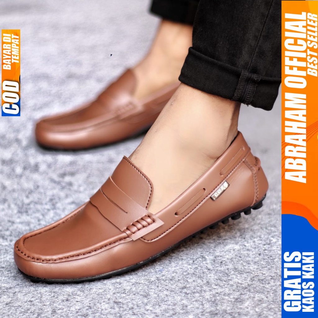 ABRAHAM Sepatu Casual Slip On Hitam Kerja Selop Pria