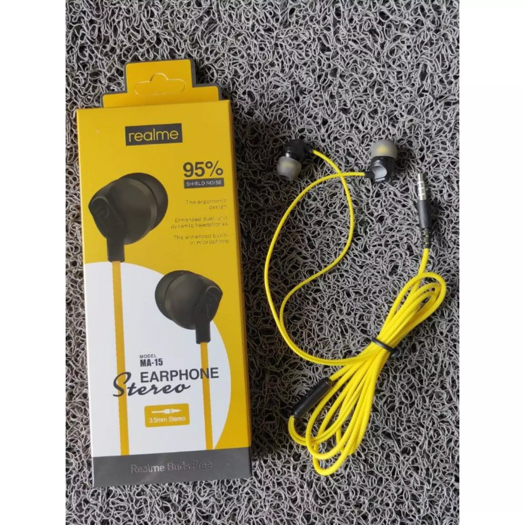 SUKSES-Headset Realme MA-15 BASS music telfon game earphone with mic