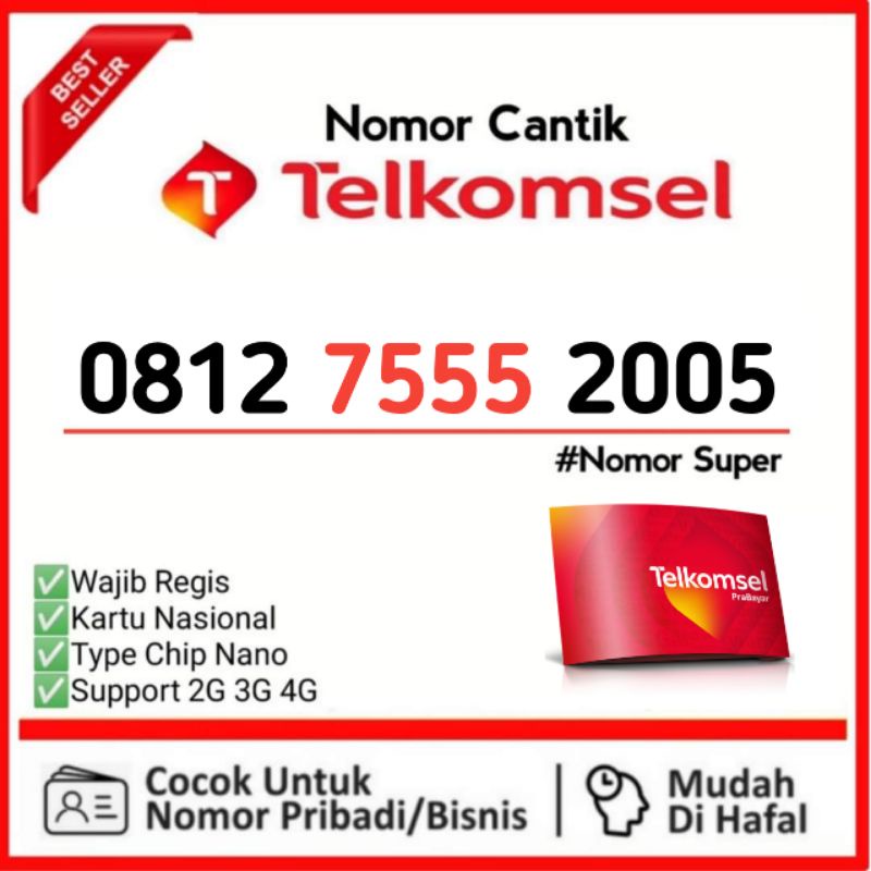 Nomor Cantik Simpati Nomer Cantik Telkomsel Tahun Lahir 0812 7555 2005