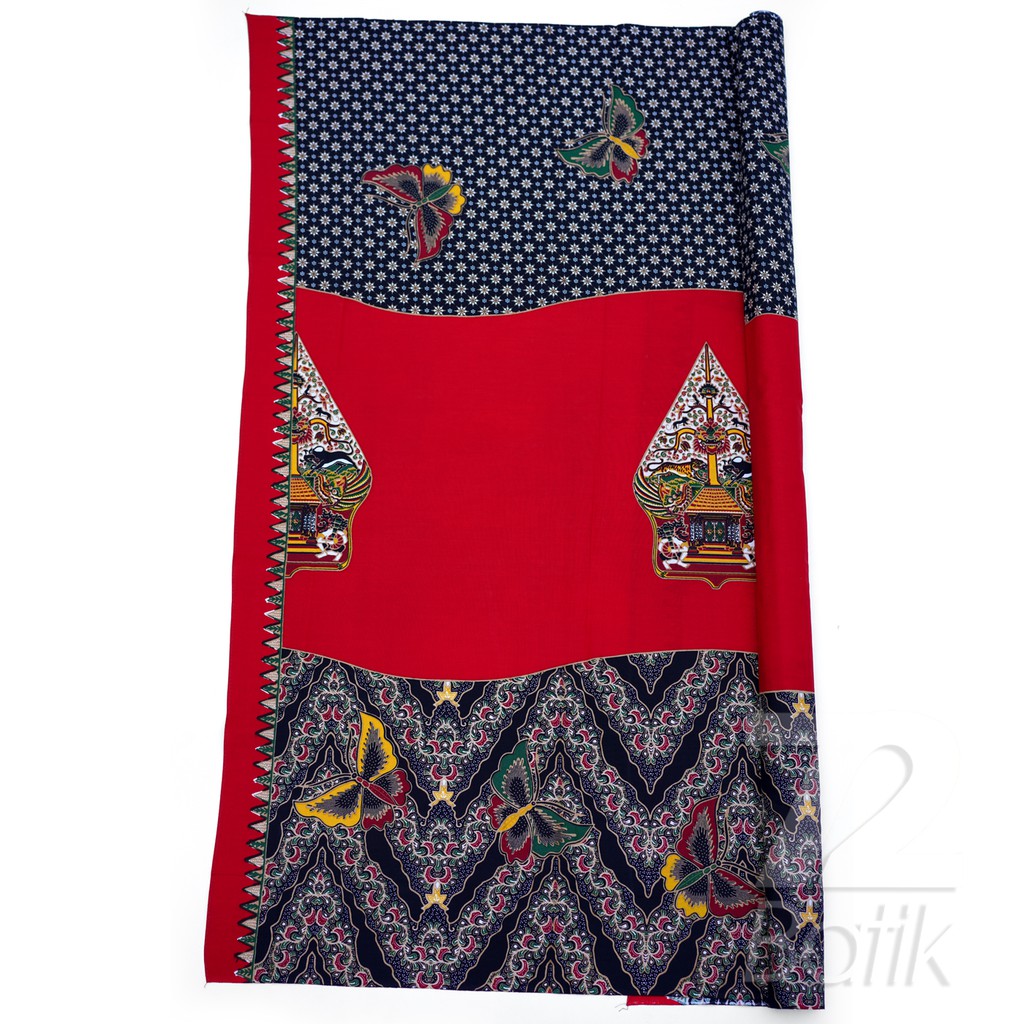 KAIN BATIK KATUN Premium Motif Wayang Kupu Warna Merah Hitam 723297 Cap 72 Jarik Jarit Samping Kebat Panjang Batik Katun Modern Premium Bahan Seragam Batik Pernikahan Kantor Keluarga Murah Kamen Jadi Batik Bali Lembaran