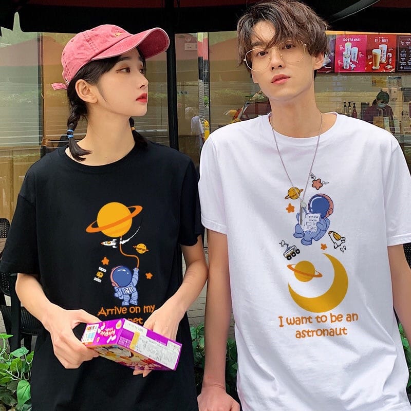 MYSTIQUE.ID-BAJU KAOS COUPLE ASTRONOT T-SHIRT LUCU DAN AESTHETIC