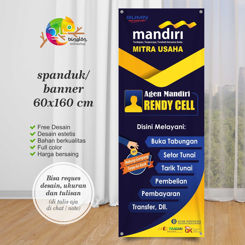 Jual Spanduk, Banner Agen Mandiri Model B Indonesia|Shopee Indonesia