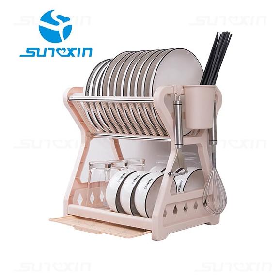 Sunxin - Rak Piring 2 Susun Plastik -2115/ Rak Piring Dapur Baskom Rak Pengering Piring . , ..
