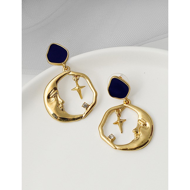 LRC Anting Tusuk Fashion Golden S925 Silver Stud Earrings D91433