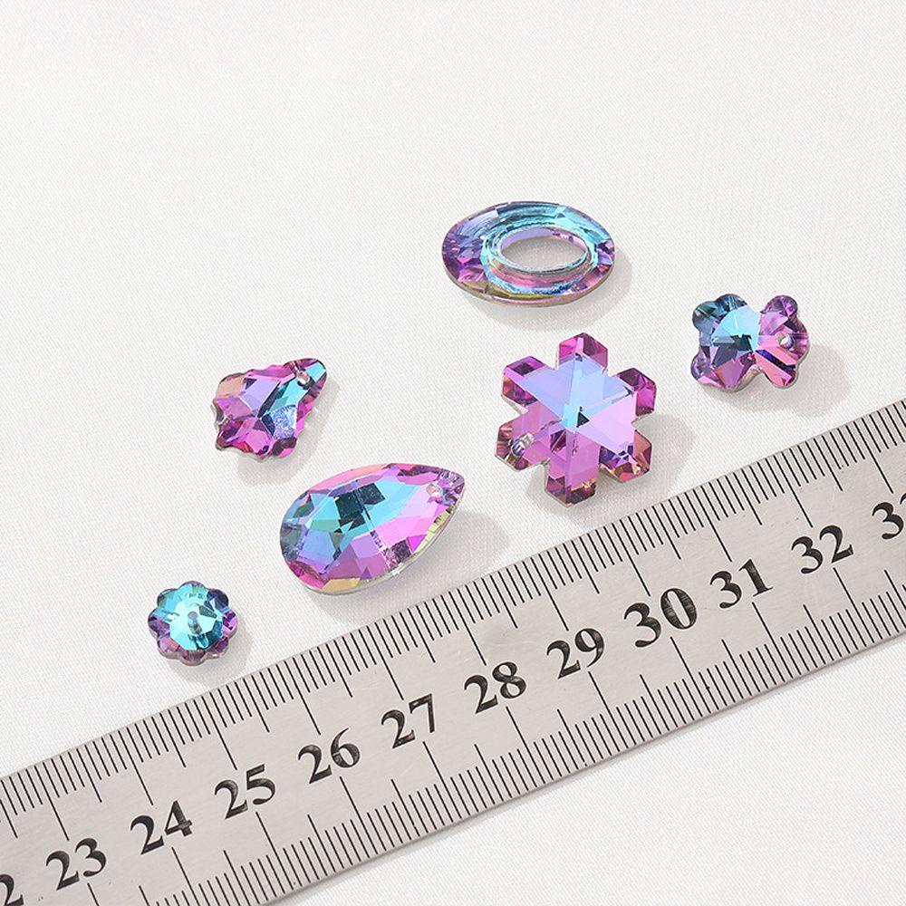 Needway Liontin Kristal Dengan Lubang AB Multi-Bentuk Hati Warna-Warni Bintang Hadiah Kalung DIY Membuat Perhiasan Snowflake Bear Earring Nail Art Berlian Imitasi