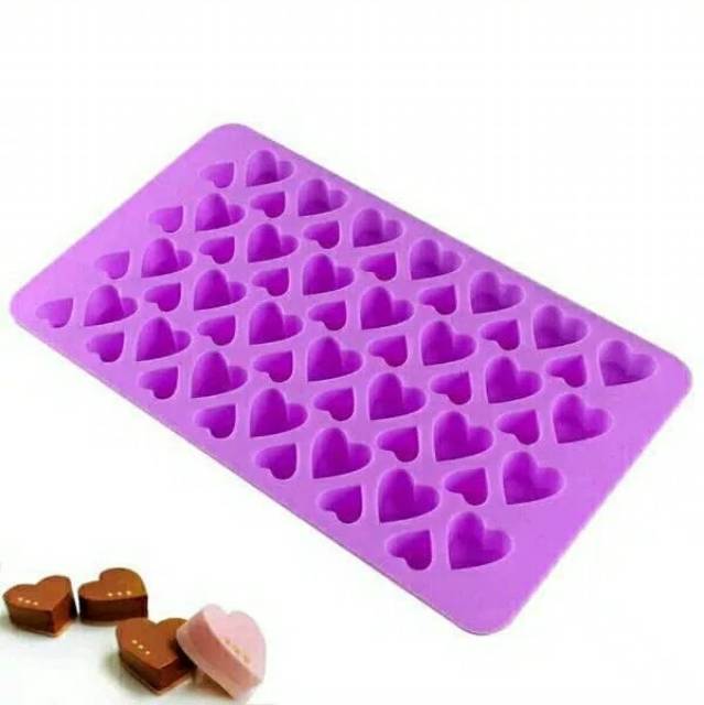 Cetakan coklat puding silikon hati 2 ukuran 56 cavity love heart fondant silicone mold