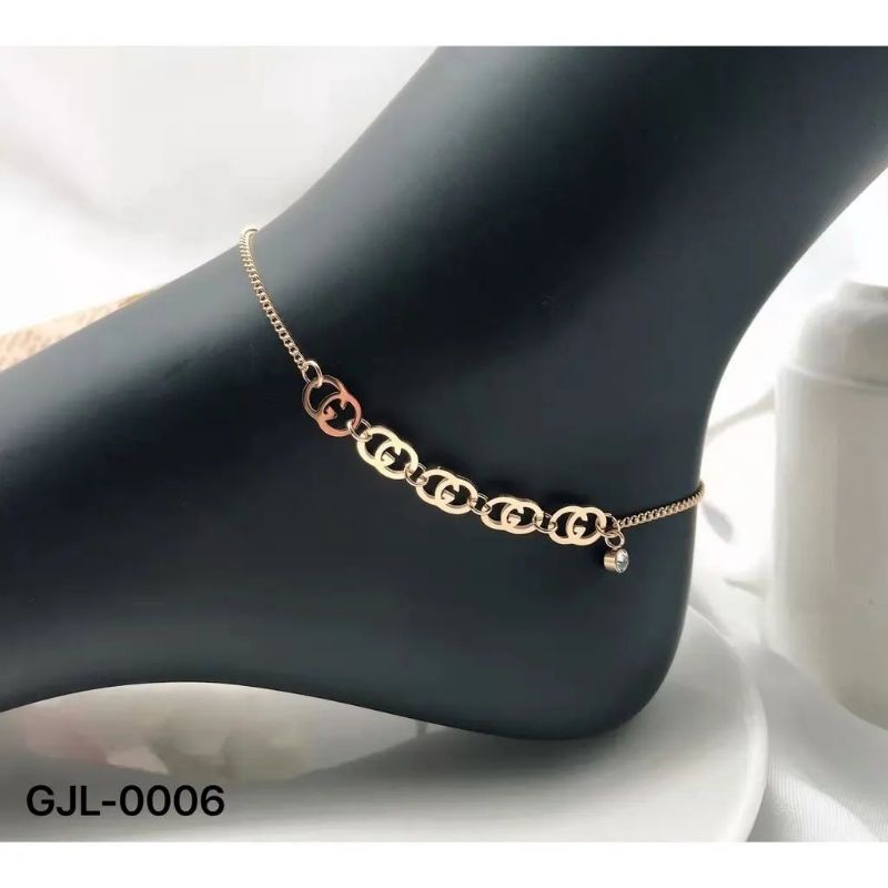 gelang kaki titanium lapis emas 24k