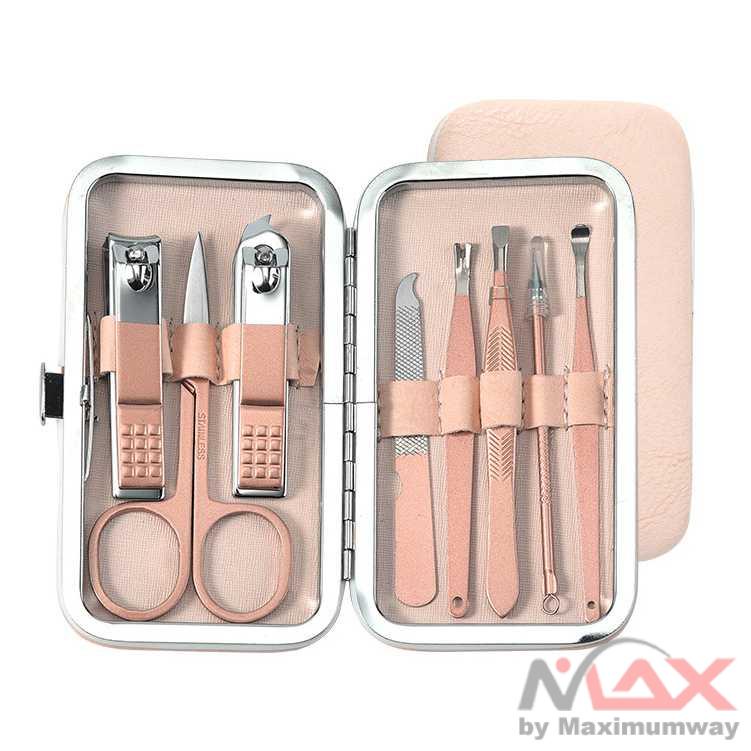 Biutte.co Gunting Kuku Set 8pcs plus Kotak dompet organizer Exclusive, Pinset, Gunting Alis, kikir Kuku  Steel Nail Clipper Cutter File Ear Pick Manicure Pedicure Tools RoseGolden polishing anti-skid technology upscale Blue Scissors Nail Clippers Set Nail