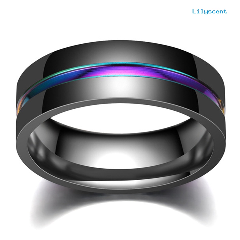 Lilyscent Fashion Unisex Dual Color Thin Multicolor Line-Inside Band Finger Ring Jewelry