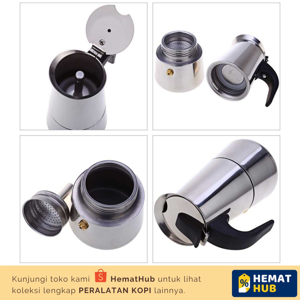 Moka Pot Coffee Maker Mokapot Alat Pembuat Peralatan Teko Kopi Manual Filter Drip 300 ml 6 Cup