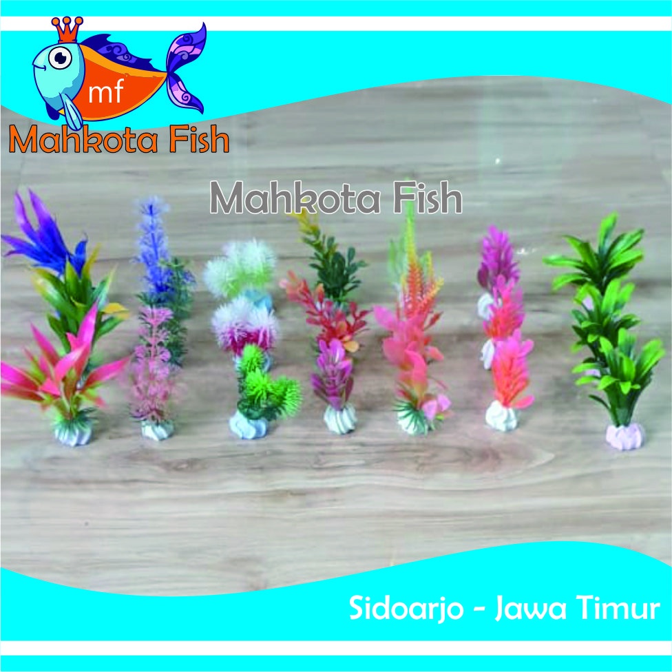 Hiasan Aquarium 10 CM (CAMPUR) | Bunga Plastik Aquarium | Bunga Hiasan Aquarium | Tanaman Hias Aquarium