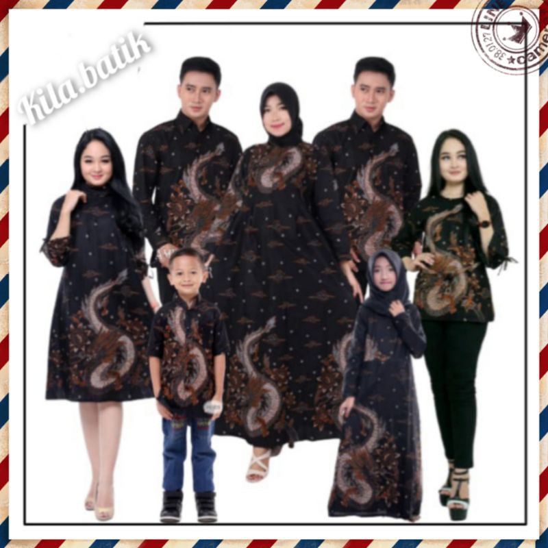 Batik Couple keluarga sania ruffle ori ndoro jowi dnt motif naga.meong M.L.XL.XXL.TERMURAH SHOPEE