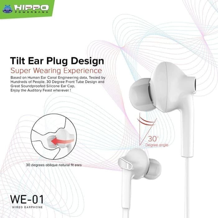 HIPPO WE-01 Wired Earphone Headset Handsfree Super Bass Stereo 3.5mm Jack Audio with Microphone WE01