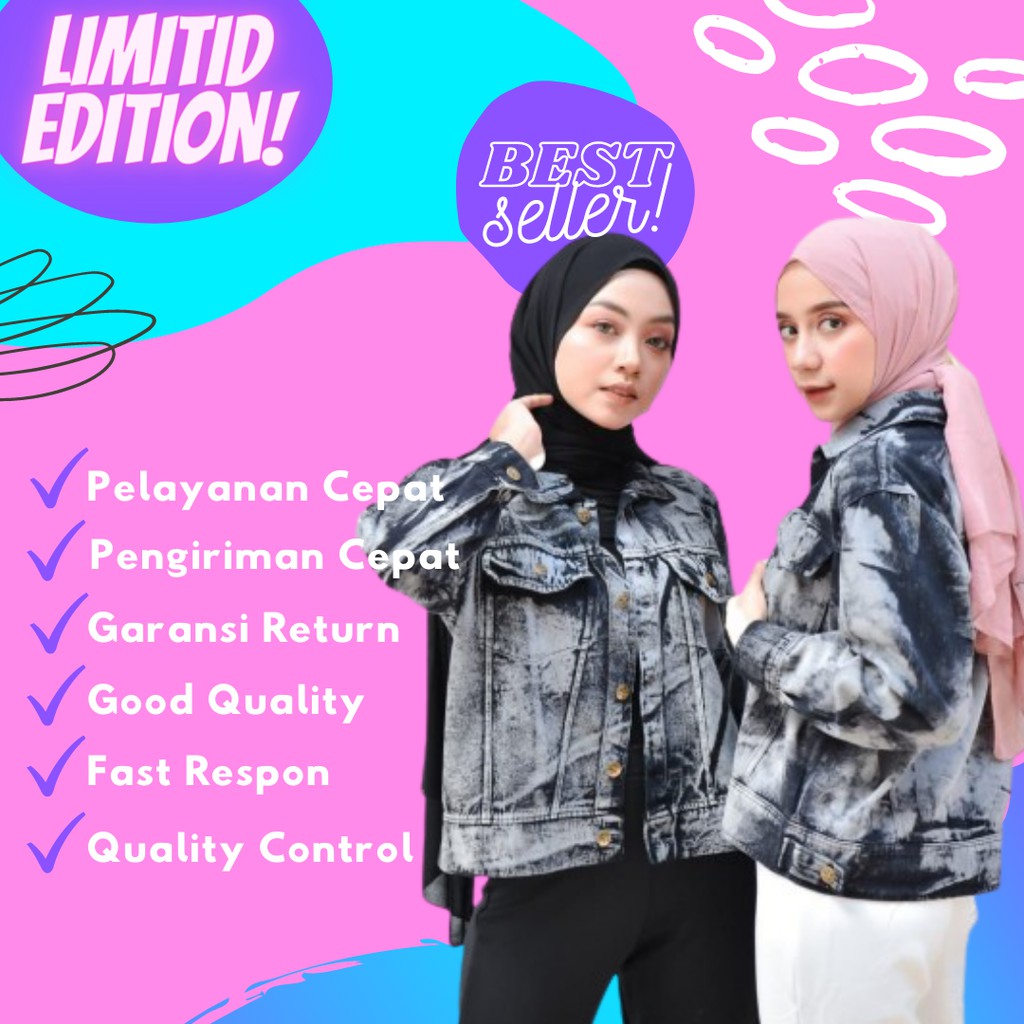 Jaket Jeans Blacky Denim Wanita Import Crop Oversize Levis Cewek Kekinian Atasan Wanita Terbaru 2021