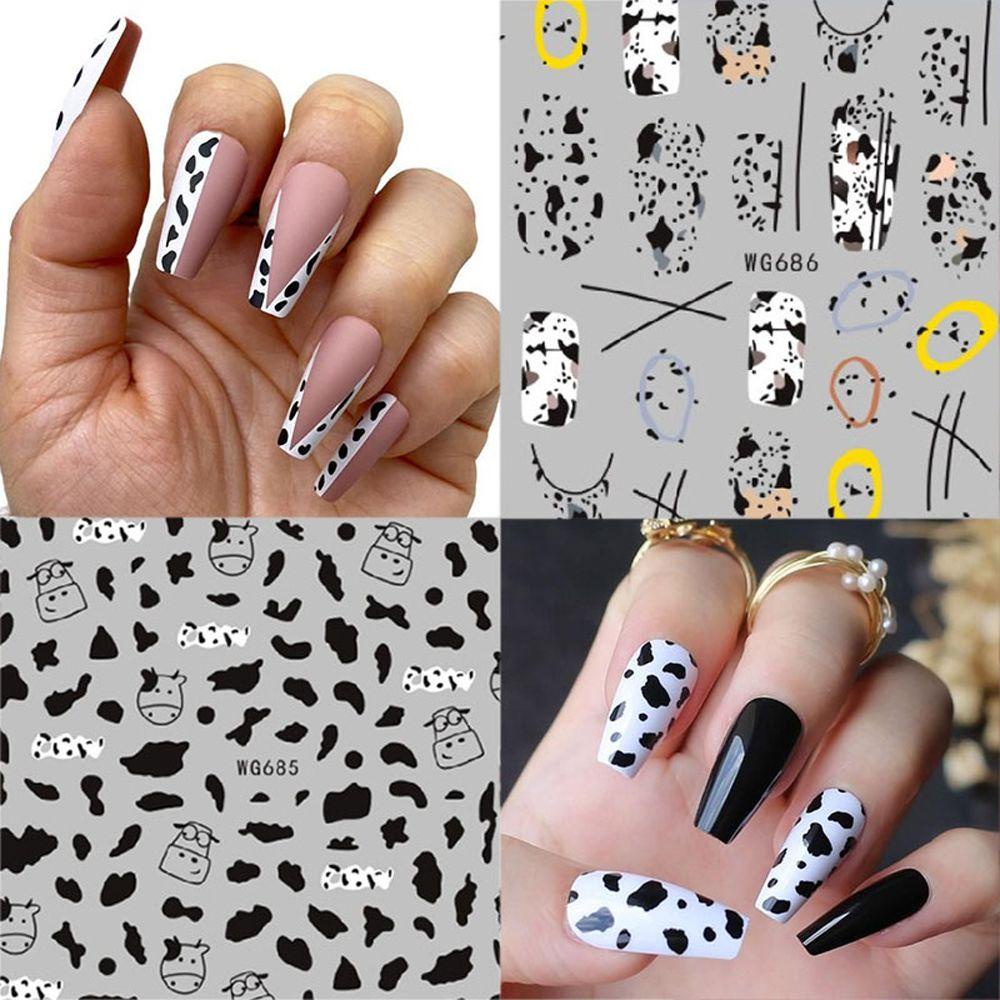 MXBEAUTY Leopard Nail Art Stiker Fashion Kartun Susu Sapi Hewan Print Nail Art Dekorasi Lion DIY Manicure Aksesoris