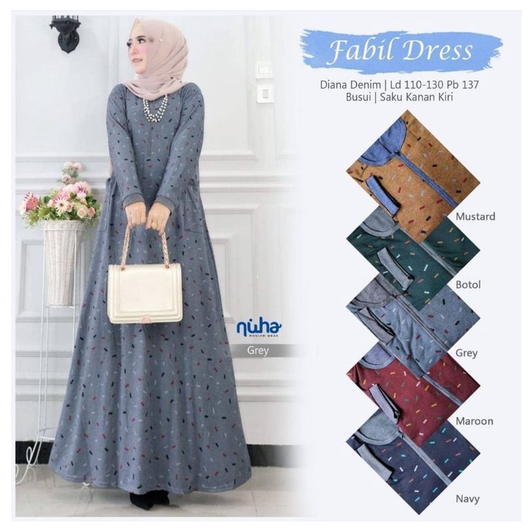 FASYA Jumbo Maxy 2 - LD120 Gamis Denim Diana Jumbo Bigsize Oversize Busui Bumil / 237-5953