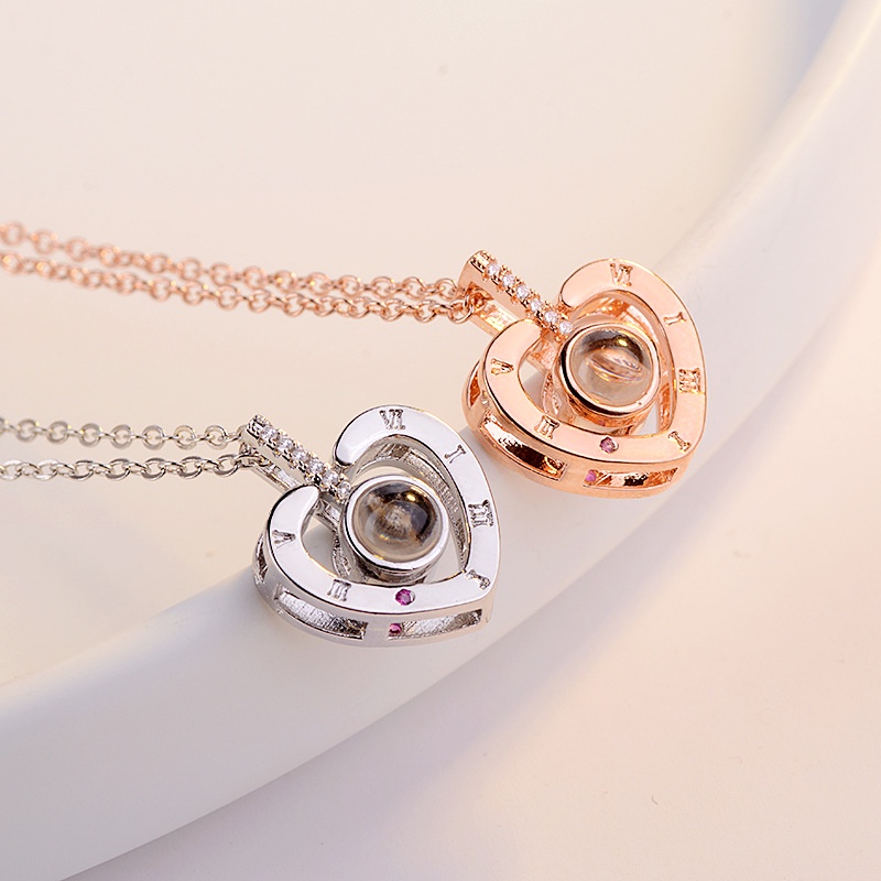 [Ready Stock]Fashion Plated 925 Sterling Silver Rose Gold Pendant Unique Geometric Jeweled Pendant