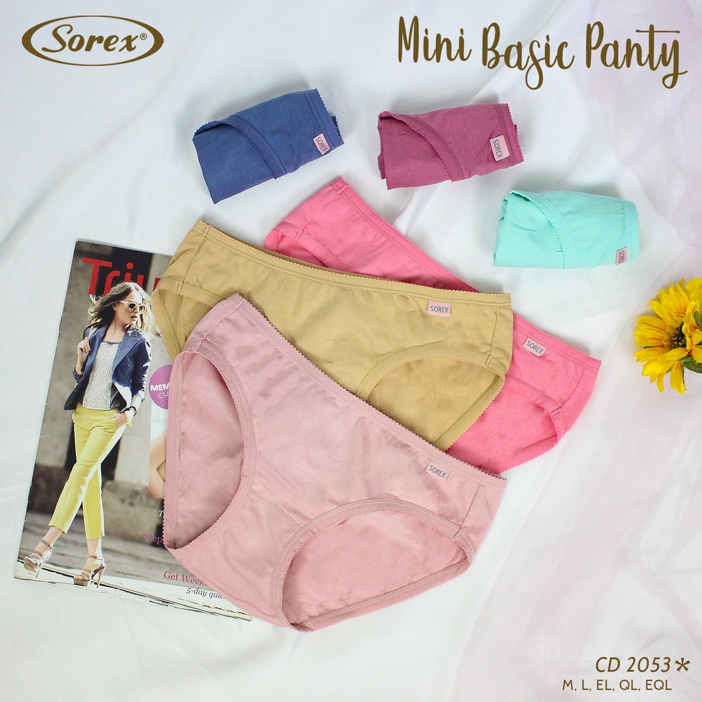 3 Celana Dalam Wanita SOREX 2053 - CD Cutting MINI - BASIC PANTY -Underwear SOFT &amp; COMFORT - FINE COTTON - Pakaian Dalam Wanita