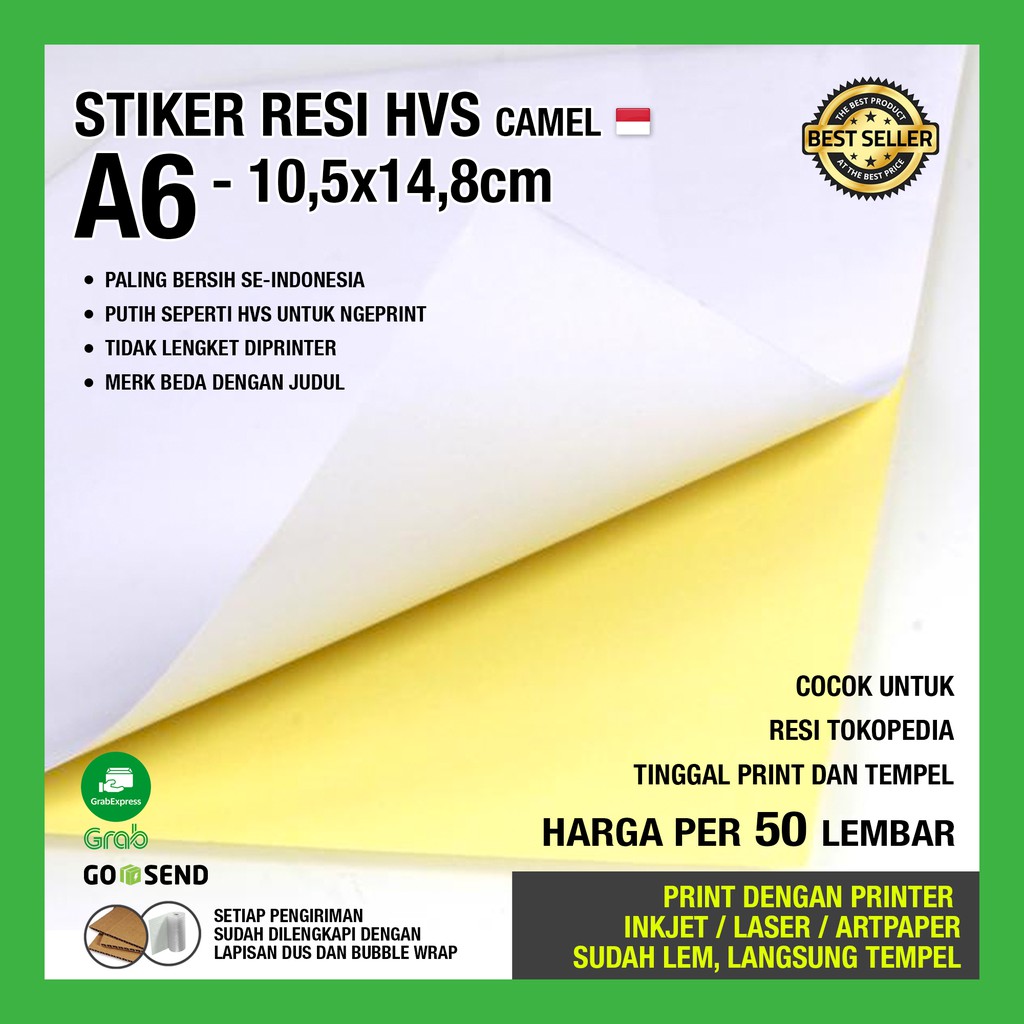  A6 PAKET 50 LEMBAR STIKER LABEL RESI SHOPEE STICKER 