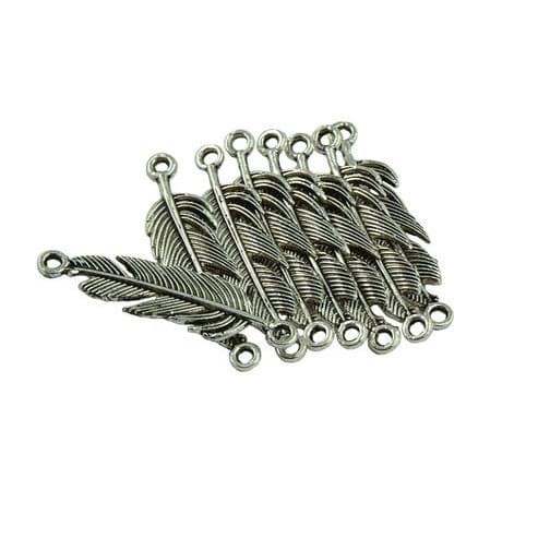 Feather Style Enamel - Conector Charm Bentuk Bulu (20pcs)