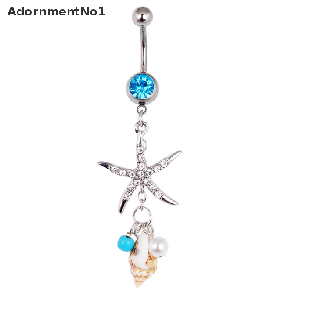 (AdornmentNo1) Anting Tindik Perut / Pusar Bahan Surgical Steel Desain Bintang Laut / Keong Hias Kristal Untuk Wanita