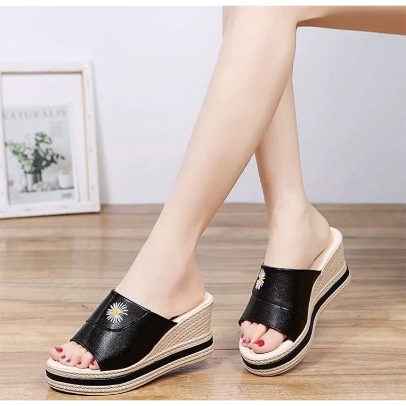 ABBUSHOES Af 50 wedges bordiran strip sol karet 7cm