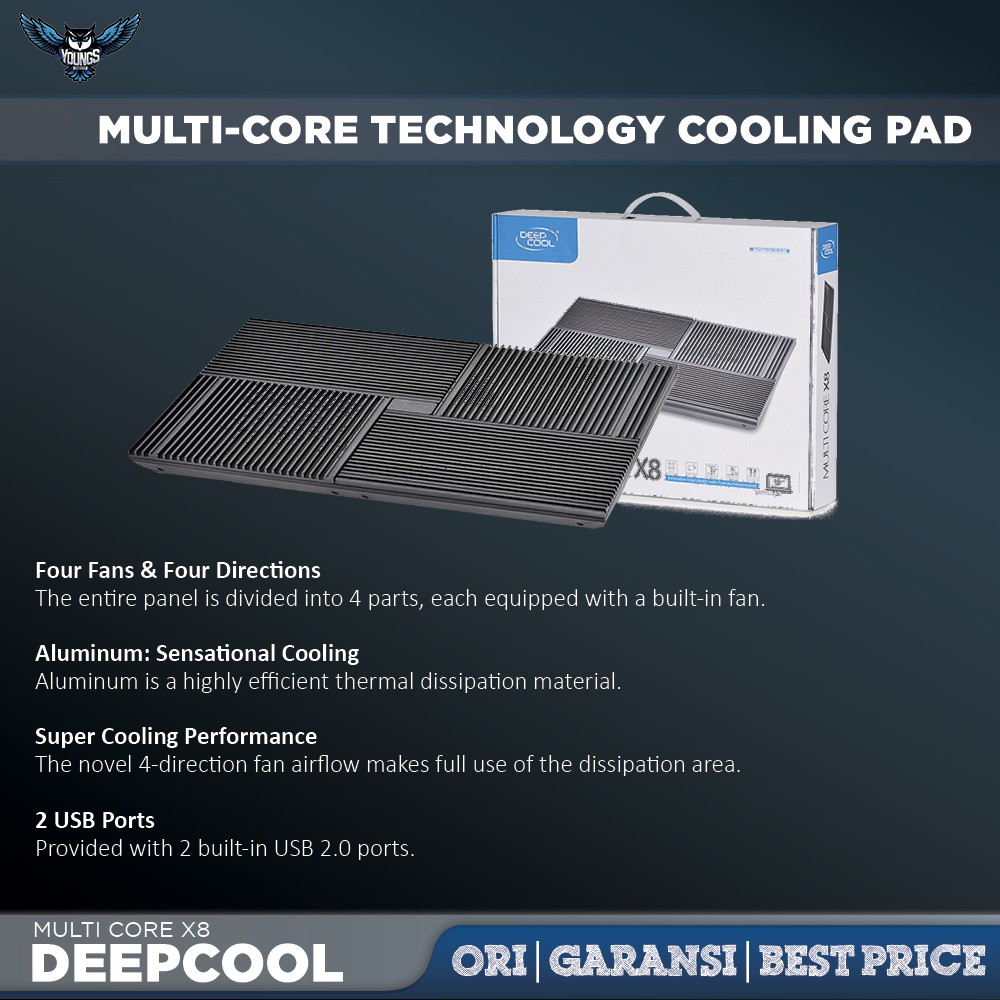 DEEPCOOL MULTI CORE X8 COOLING PAD LAPTOP COOLER DEEP COOL