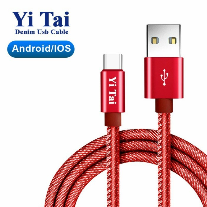 KABEL DATA DENIM YI TAI 25CM PREMIUM FAST CHARGE MICRO USB TYPE C